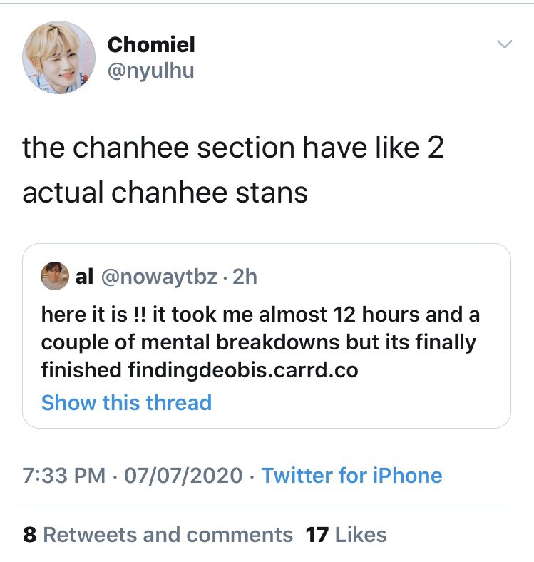 they checked every single acc in the chanhee section