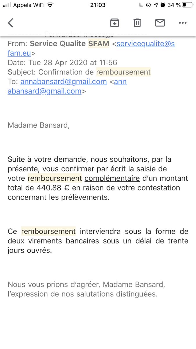 Après plus de deux mois, plusieurs relances, et malgré une promesse écrite par la @SFAM_Assurances, je n’ai toujours pas reçu mon remboursement. 

RT si toi aussi, tu souhaites supprimer de la surface de la terre, ces voleurs d’étudiants et de retraités @SFAM_SAV