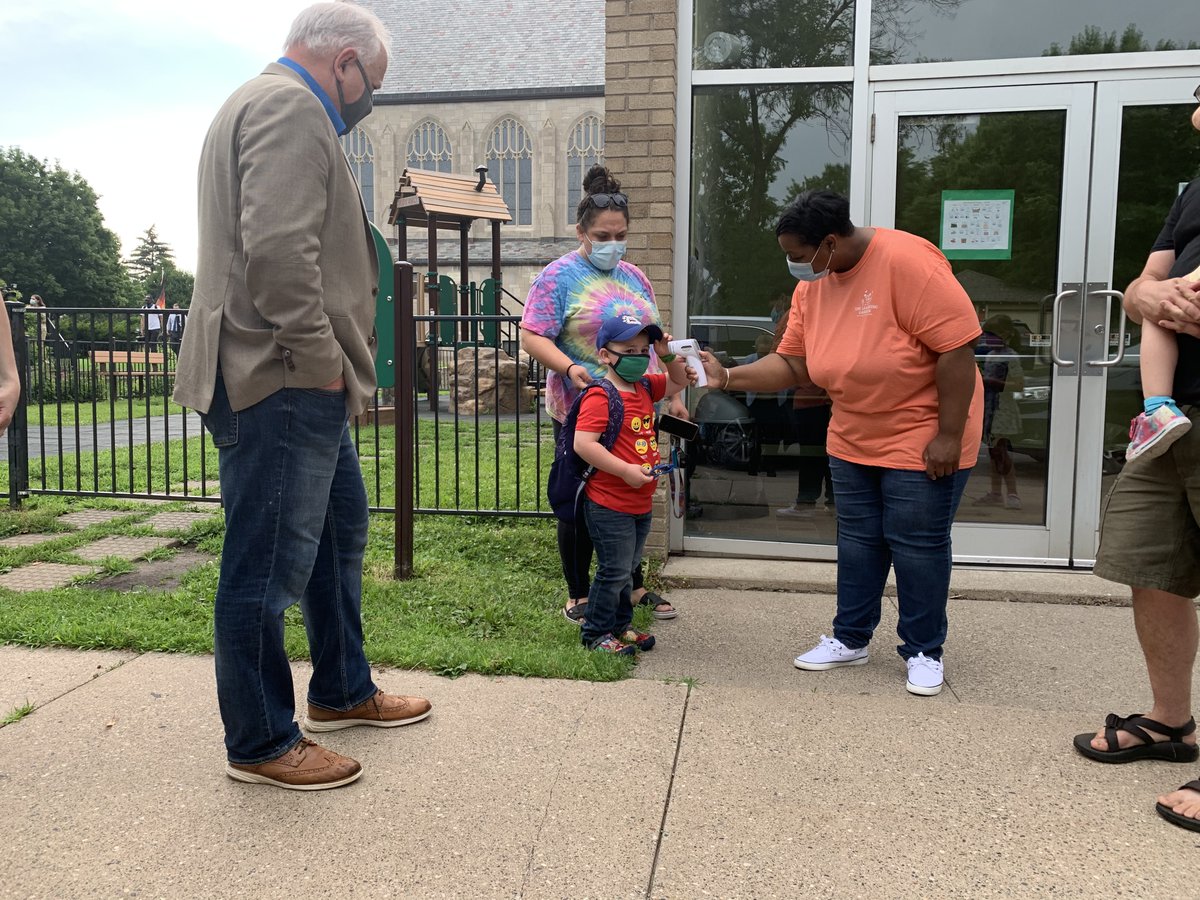 GovTimWalz's tweet photo. In the face of COVID-19, child care providers have stepped up to provide safe, reliable care. Proud to visit @hamlinecdc to announce a $56 million plan to support the work providers do to educate our little ones, help families, and strengthen our economy during the pandemic. https://t.co/QzXSgd58QK