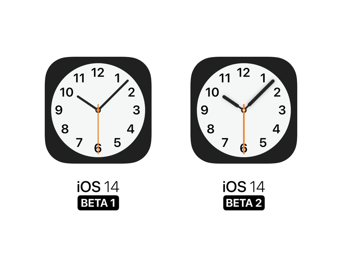 basvanderploeg's tweet image. A closer look at the Clock icon changes in iOS 14 beta 2.

#iOS14beta2 #iOS14 #Apple