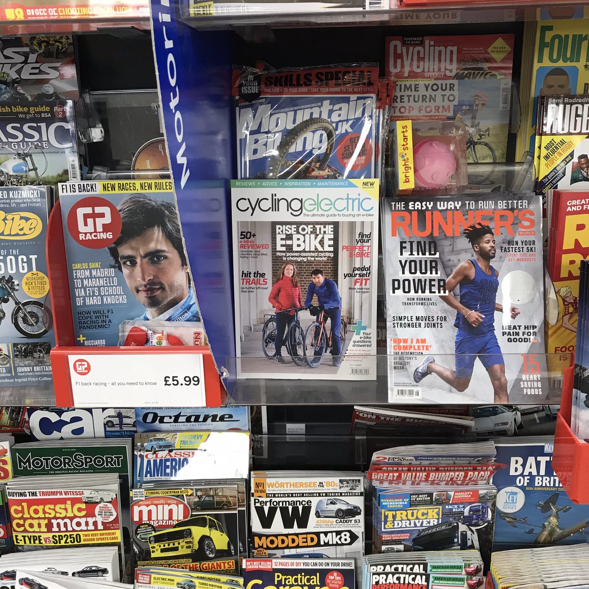 budgetcycling's tweet photo. .@CyclElectricMag @marksuttonbike Cycling Electric magazine in Tesco in Basildon today. Looking forward to reading. https://t.co/BpxwfKLX9N