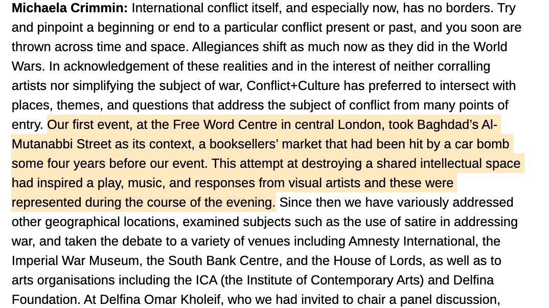 this was mostly an interesting reference to me bc someone mentioned the Free Word centre 2 me this afternoon n when it popped up again here i went '!?'  https://www.cultureandconflict.org.uk/our-events/current-work/ << the event mentioned