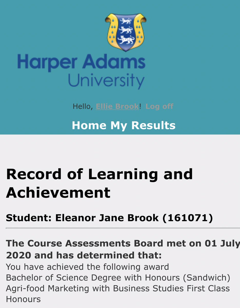 EllieBrook_'s tweet photo. Really pleased to be ending my time at Harper with a First Class Honours Degree in Agri-Food Marketing with Business Studies! Four years have gone in a flash with many highs and lows - now for the next challenge! https://t.co/uMABf5Nt9a
