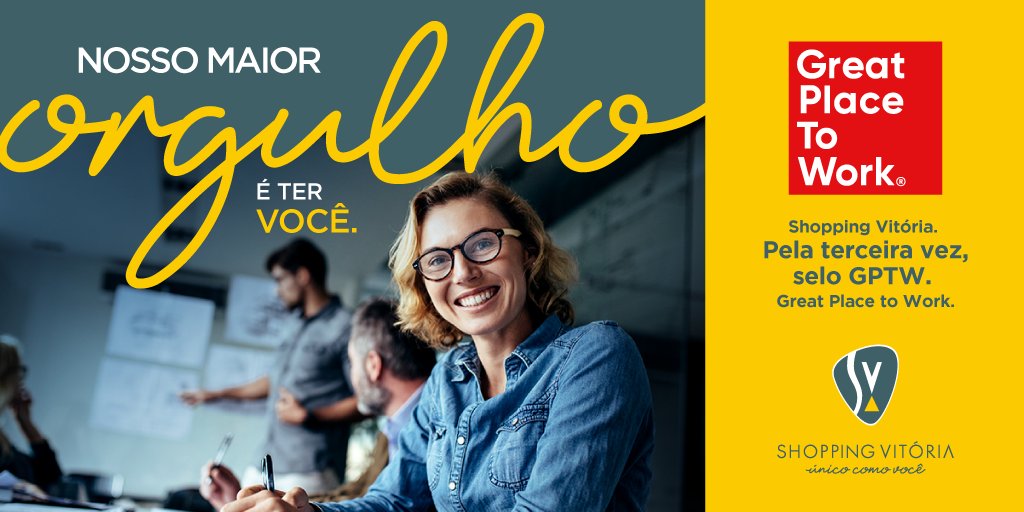 SV_oficial's tweet photo. Pelo 3º ano consecutivo, o Shopping Vitória recebeu a certificação Great Place To Work como uma das melhores empresas para se trabalhar. 🤝🏆 https://t.co/FZQaqWKsqS