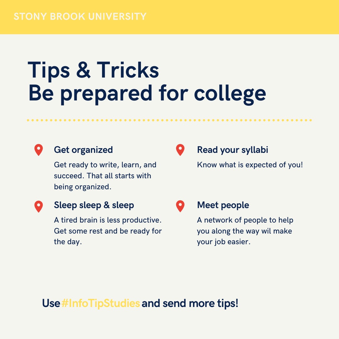 InfoTechStudies's tweet photo. Hi Seawolves, this week we are getting ready for college! Throughout the week we will be posting tips from the ITS 101 fellows to help you get ready for your first year at SBU. https://t.co/V8m7RDZhPB