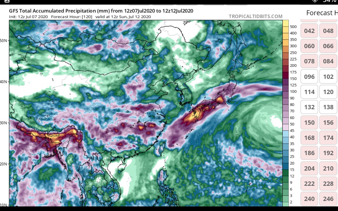  #ThreeGorgesDam GFS Model: The area surrounding Yangtze river will be inundated with rain across central China. Added onto water being discharged from three gorges dam plus region already experiencing massive flooding.July 7 - July 12July 7 - July 23