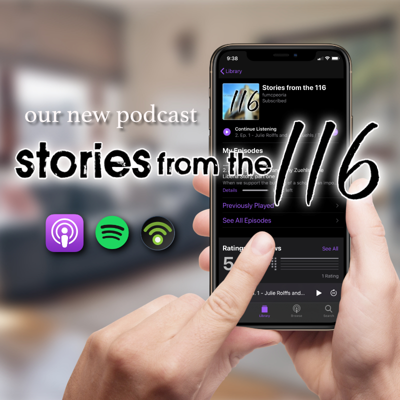 Hear the stories of what God is doing at FUMC, even through the challenges and opportunities of the present days. See your favorite podcast provider, or click:
fumcpeoria.org/media