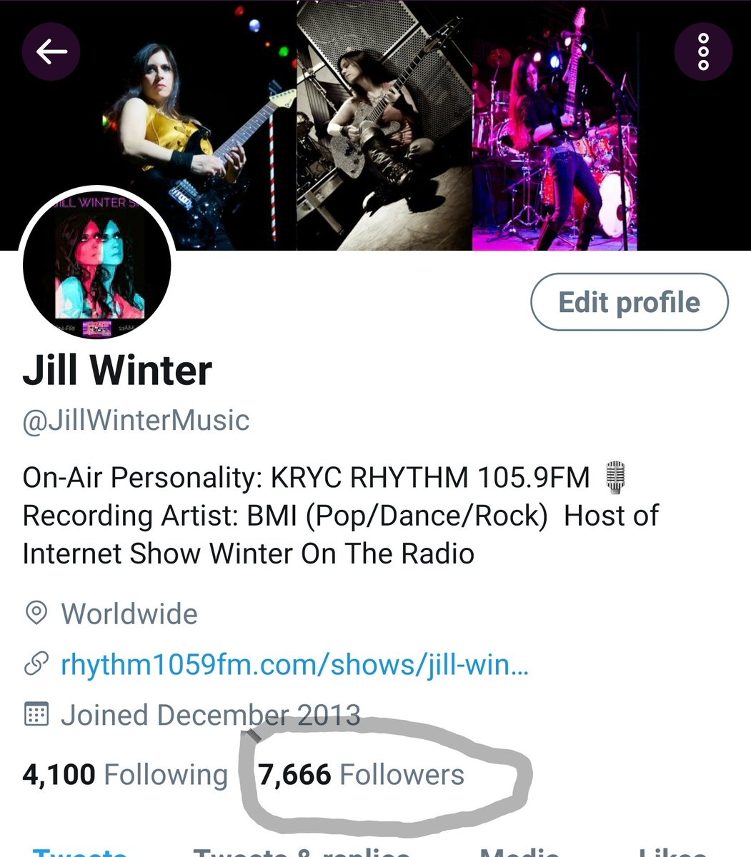 JillWinterMusic's tweet photo. That number of #followers caught my eye ๐ Hoping to get to 10K in the next few months. All ๐ฏ #legit as I do Not buy followers. Seems pointless as bots won't interact and have cool #convos with me. #gratitude #thankful #interactioniskey https://t.co/s3w9zICIaT
