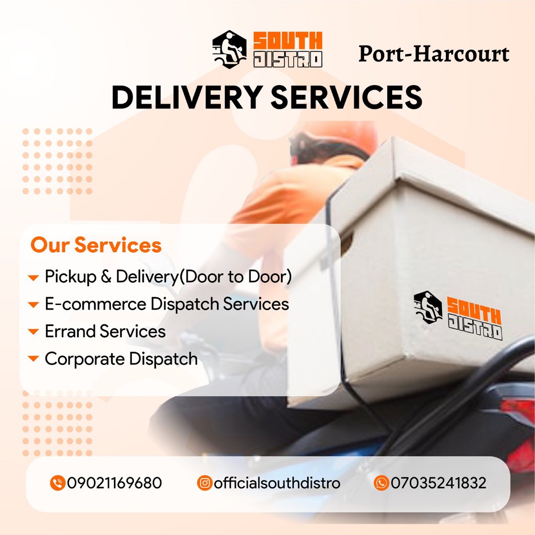 SouthDistro's tweet image. Are you a vendor or an individual  needing delivery service of your food items, cloths, documents, gadgets or other times within Port-Harcourt, please follow and contact @SouthDistro. We are fast, secure and 100% reliable
#Adeherself 
#lockdownextension
#ARSLEI
#portharcourt