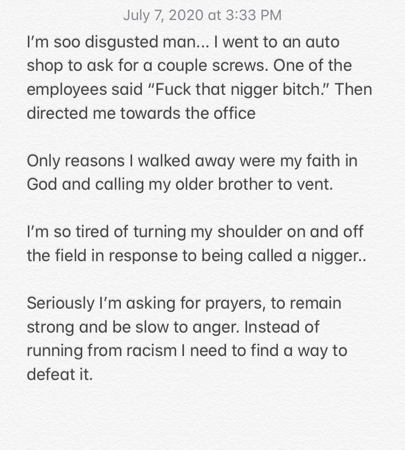 For many years i have been known as a guy with a short temper. A lot of it is fueled from my past experiences. When I face racism I shut down. Today it happened again. I’m hurt and extremely angered. As always God will find a way.