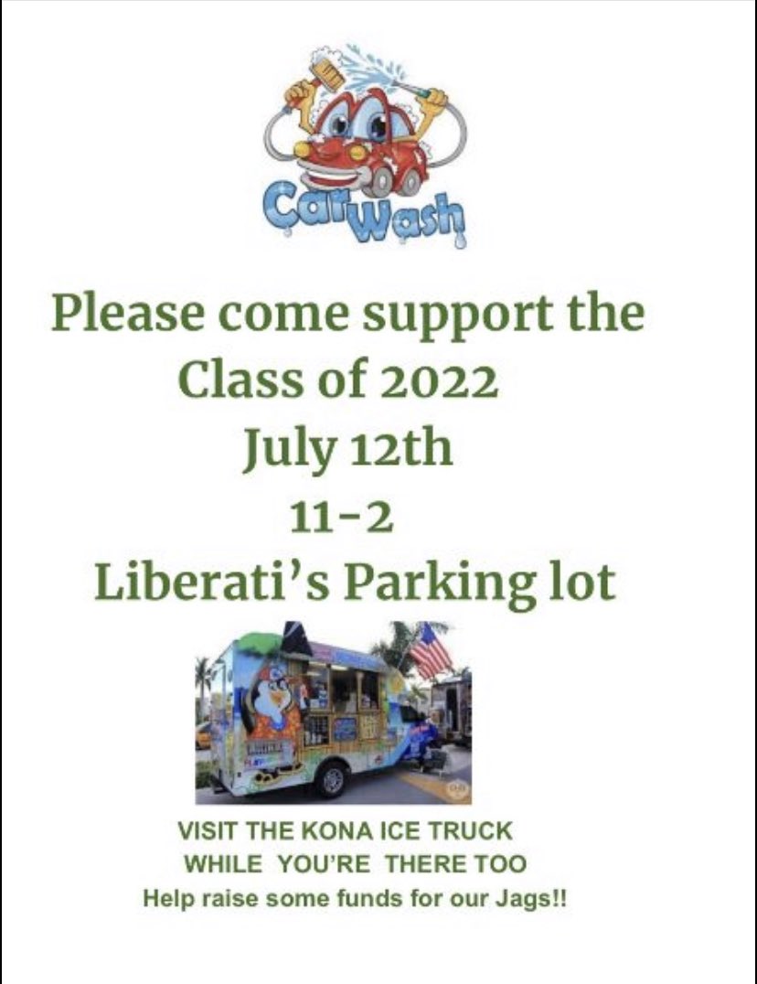 2022APHS's tweet photo. Car wash this weekend at Liberatis!!Come support the class of 2022 and visit the Kona ice truck while your there💚🤍 https://t.co/PyIe7iyvKx
