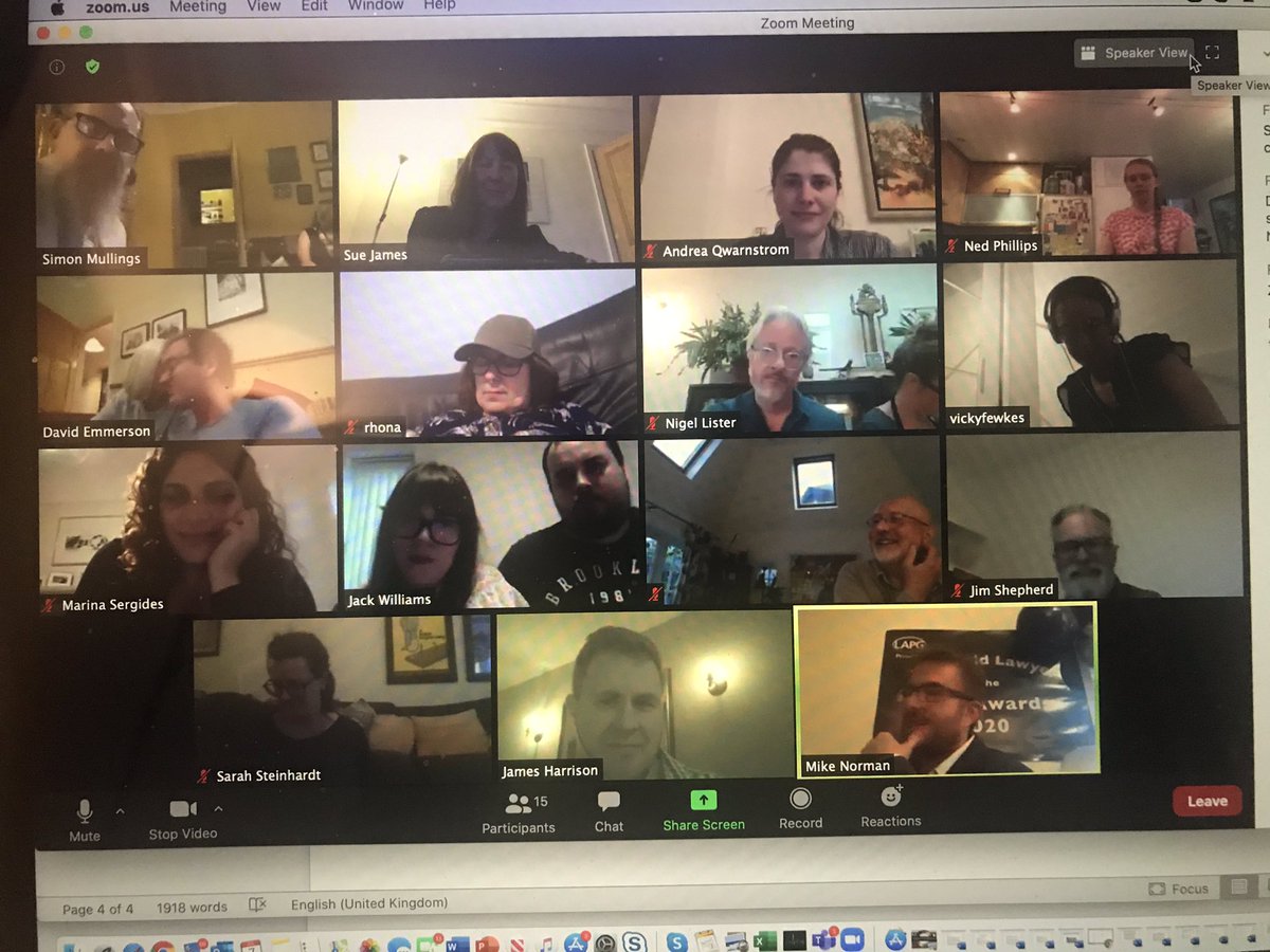 This is what the legal aid community is like - @spikemullings and <a href="/SpikeNorman/">Mike Norman</a> zooming together to celebrate what a fantastic evening we have had for the <a href="/LALYawards/">Legal Aid Lawyer of the Year awards</a> - and talking about outstanding achievement award winner Mike Mcllaveny <a href="/clpsolicitors/">CLP</a> #LALY20