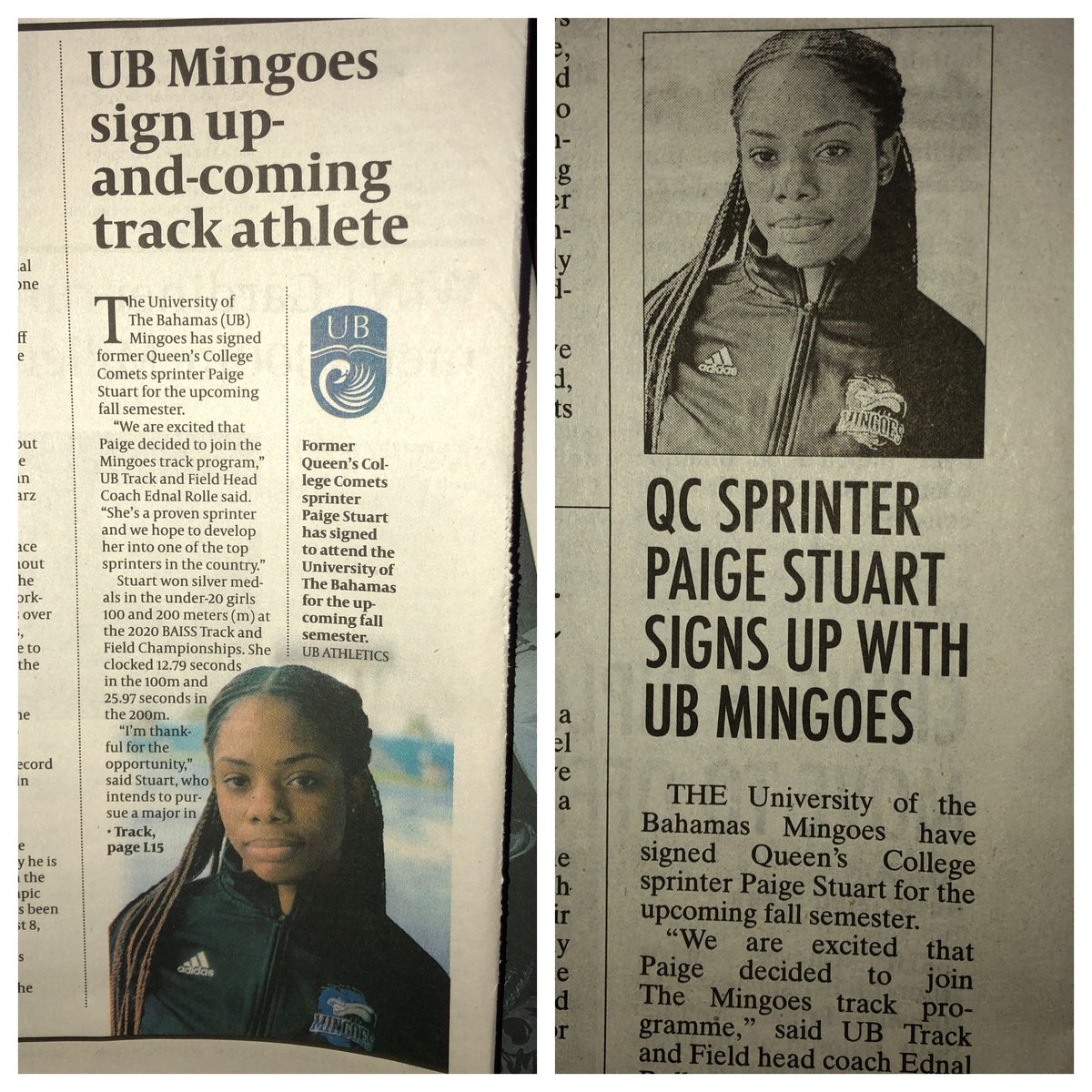UBMingoes's tweet photo. Welcome to the #Mingoes Family ... #GoMingoes #UBTrack #Bahamas #BahamasTrack #QCComets #BahamasTrack https://t.co/4Ra0XQqRLP