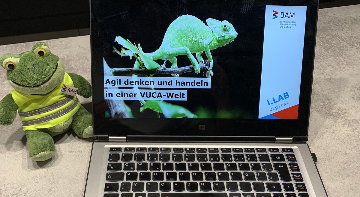 MfredBa's tweet photo. Tante Chamälia ist morgen zu Besuch in unserem #iLAB|digital von @BAMResearch und berichtet über Agiltät und darüber, wie wir uns seit Millionen von Jahren an die Veränderungen in unserer Umwelt anpassen. 
Wir sind halt ne richtig agile Familie 🐸 . https://t.co/Z8g05gkaHt