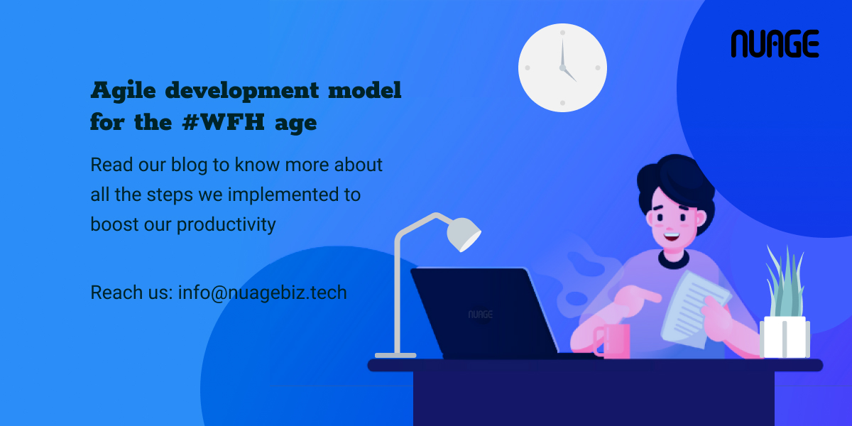 NuageBizTech's tweet photo. After 3 months of #WFH are you struggling to have your team effectively work #remotely?
Read our blog on #Agile #development #model for the #WFHage
https://t.co/BzkfKYtCdf
#agiledevelopmentmodel #boostproductivity #happyclients #workfromhome #covidimpact #nuagebiztech https://t.co/MHm2QwnB9d