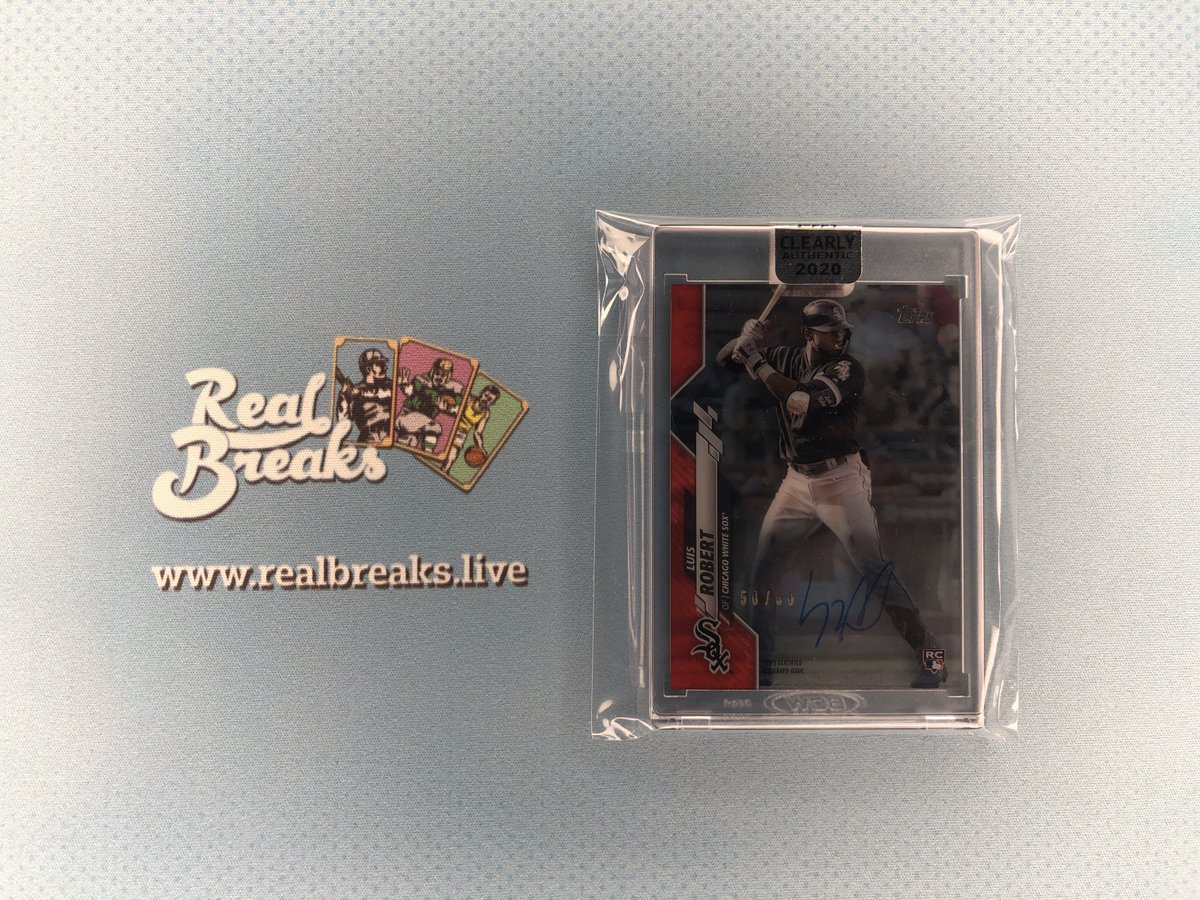 RealBreaksLive's tweet photo. 2020 Topps Clearly Authentic Luis Robert Red Auto 50/50
.
.
.
@Topps #realbreaks #boompoodle #whodoyoucollect #topps #toppsbaseball #clearlyauthentic #toppsclearlyauthentic #casebreak #groupbreak #mlb #baseball #baseballcards #rookie #rookiecard #luisrobert #whitesox https://t.co/OyYpvxbuHC