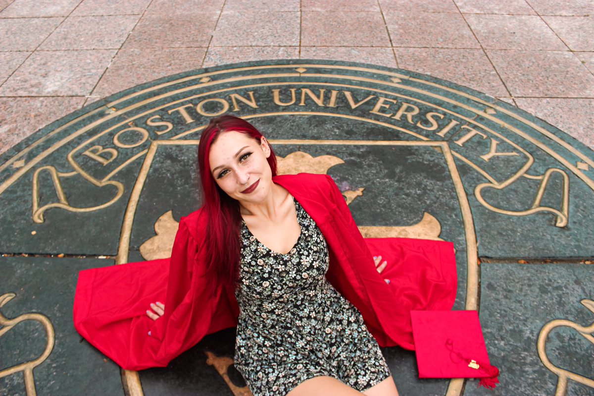 and yes i have no idea why i thought it was a good idea to dye my hair bright ass red before taking pics in my bright ass red cap and gown but i pulled it off :-)