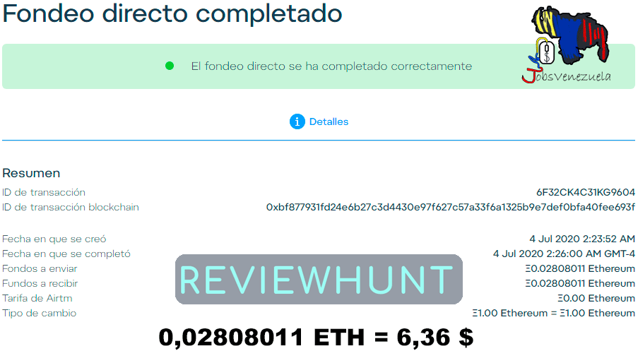 Jobs_Venezuela's tweet photo. 💸🇻🇪 Prueba de Pago de【ReviewHunt】Un sitio bastante bueno para ganar Ethereum haciendo tareas ✔ Aprende como funciona 😎

Información ⬇️
🔥 https://t.co/qc7JMISoGq 🔥

#REVIEWHUNT #COMPROBANTE #AIRTM #ETH #COBRO #VENEZUELA https://t.co/qmx5xkSAo4
