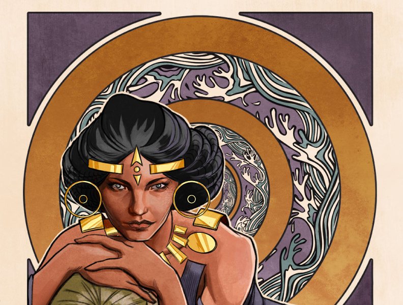 joelherreraart's tweet photo. Arkworld sneak peek.  Still a work in progress. Mucha inspired... #illustration #arkworld #archeopunk #comics https://t.co/6AFXgWRrqK