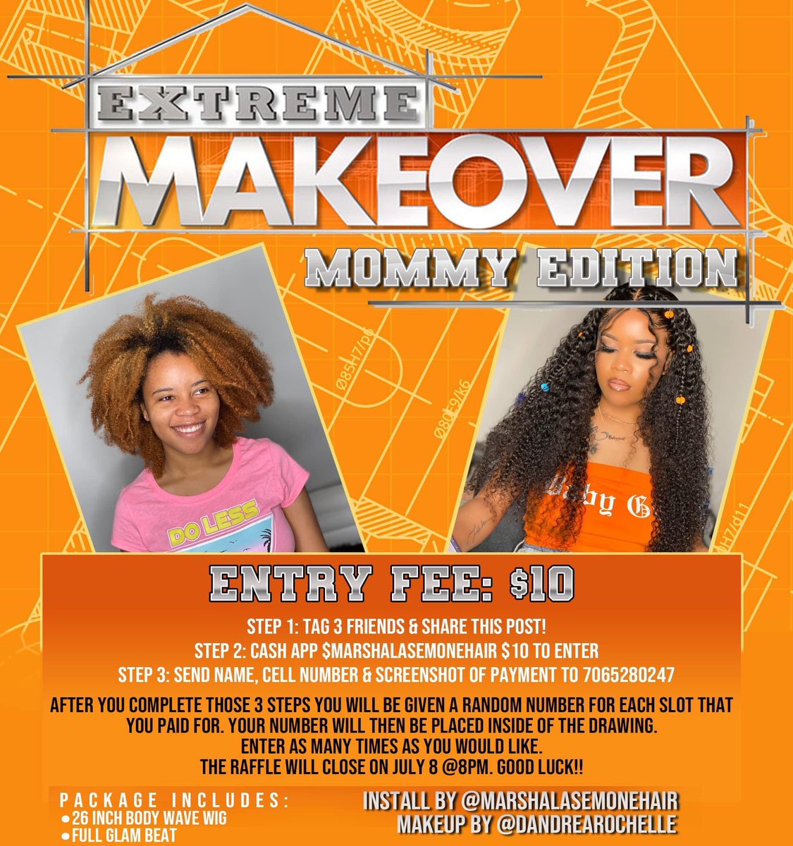 MarshalaSemone's tweet photo. Hey ladies!! 
Please be sure you complete each step to enter! You can enter as many times as you would like! The drawing will close July 8th @8pm. The winner will be announced on July 9th. Good Luck 🧡 https://t.co/SGpaz4wzh0