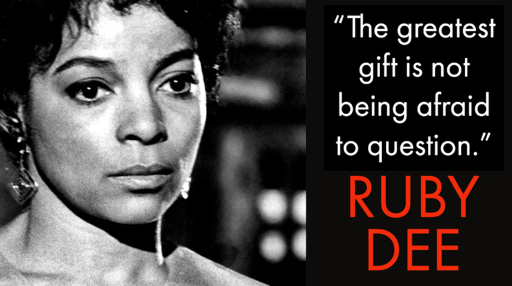 NEAarts's tweet photo. Ruby Dee was an award-winning actress, Civil Rights activist, poet &amp; playwright. In 1995 she received the National Medal of Arts (with her husband Ossie Davis). 

Listen to her inspiring words on the human spirit here (recorded as part of the #NEABigRead): https://t.co/NilMypgKWW https://t.co/fJKP8E8VCz