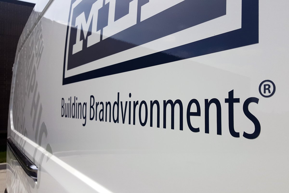 MLE_BRAND's tweet photo. We love transforming our client's spaces with logos and other elements. We call that #brandvironments. We also love adding MLE logos to new cargo vans that join the MLE fleet. Looking sharp, #mleinc! #diecutvinyl #blankisboring #partialwrap #tallorder #installernetwork #WeDeliver https://t.co/01CPgGg3Xs