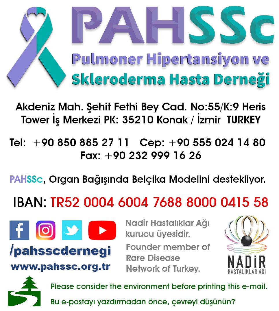 Bize artık pahssc.org.tr üzerinden erişebilirsiniz. #facebook, #instagram, #Twitter, #YouTubeSosyal medya hesaplarımız da <a href="/pahsscdernegi/">PAHSSc</a> 
#NadirHastalık #pulmonerhipertansiyon #Skleroderma #EisenmengerSendromu #KTEPH  #AkciğerNakli #PulmonerArteriyelHipertansiyon