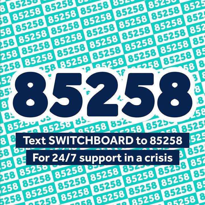 switchboardLGBT's tweet photo. We're open 10am - 10pm & we know it's crucial that people in URGENT need have someone to talk to outside of these hours. Shout Crisis Messenger @GiveUsAShout is a 24/7 text service for those in crisis. Text Switchboard to 85258 if we’re closed #Text85258 https://t.co/g3cRFgwQDT