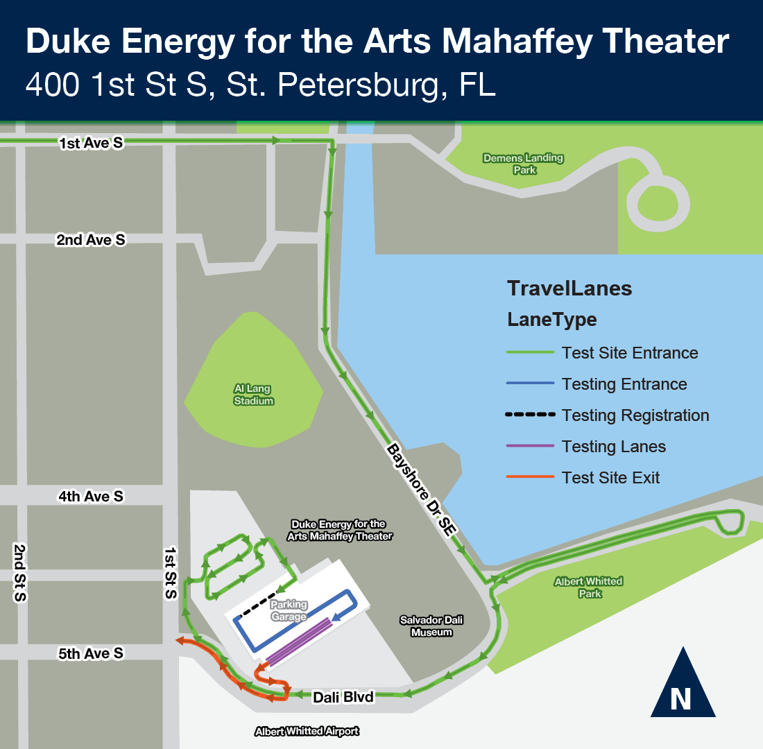 We’ve partnered with state and local governments, and health care agencies to open a new COVID-19 testing site in downtown St. Petersburg.
The drive-thru only testing site is located at the Duke Energy for the Arts Mahaffey Theater, 400 1st St S, St. Petersburg, FL 33701. (1/3)