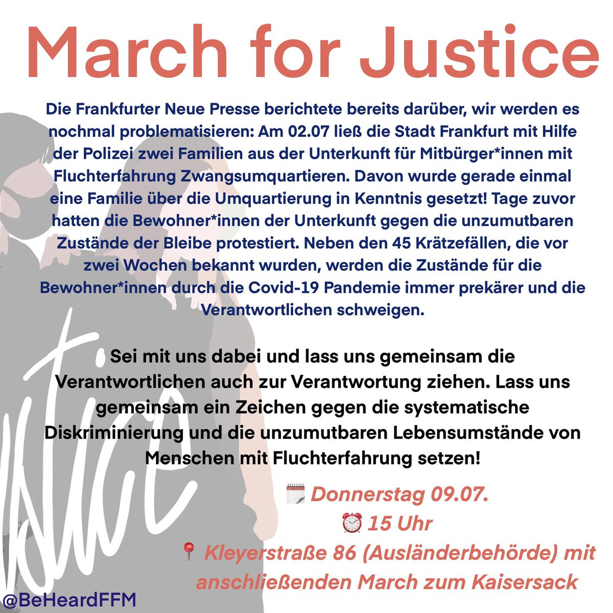 Beheardffm's tweet photo. Seid dabei am 09.07.2020 um 15 Uhr vor der Ausländerbehörde. https://t.co/TTO1UswwN4