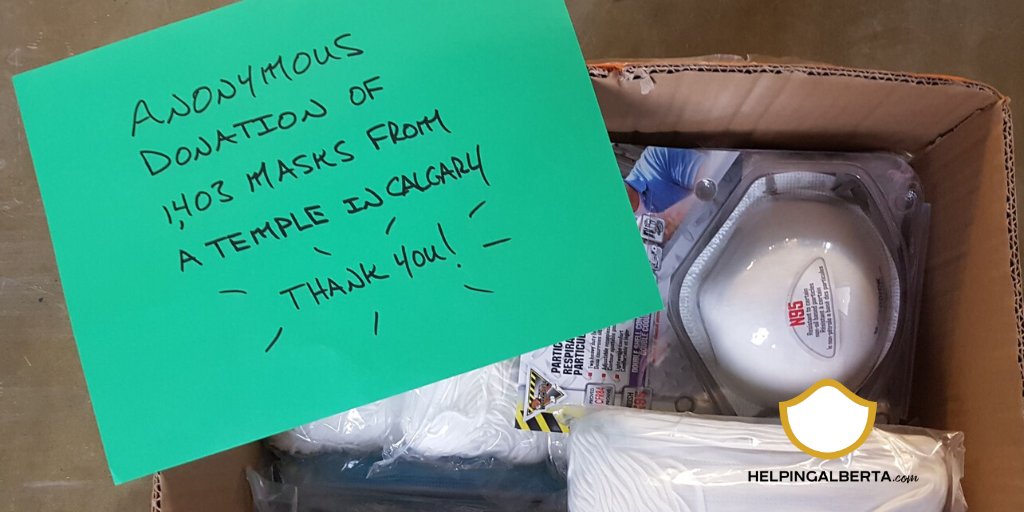 Shout out to the 1403 masks donated from a temple in Calgary by an anonymous donor! ❤️
Thank you for helping keep our community safe as we reopen our economy. #HelpingAlberta #COVID19AB #COVID__19