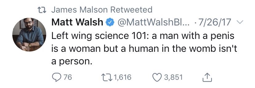 james aka “calvin” ( @Calvin_malson) is a pro-trump republican & has said & retweeted extremely harmful transphobic things & i cant ignore it any longer.