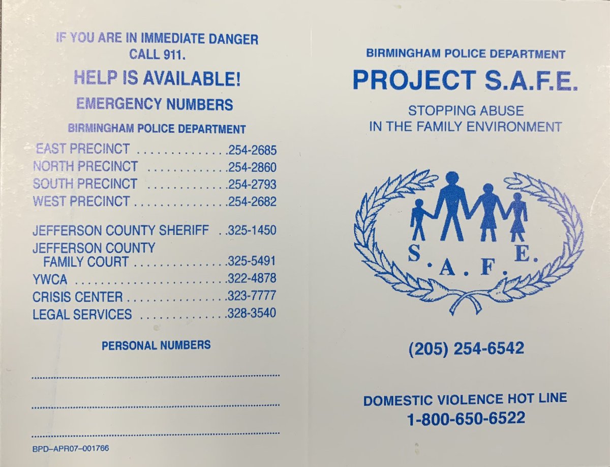 BhamPolice's tweet photo. No one is exempt from domestic abuse, If you are experiencing domestic violence please don’t hesitate to contact available resources for help. 
YWCA (205)322-4878
Oneonta (205274-7446
Crisis Center (205)323-7273
La Linea Nacion Sobre La Violencia Domestica 1-800-799-7233 https://t.co/UcglKXQQBN