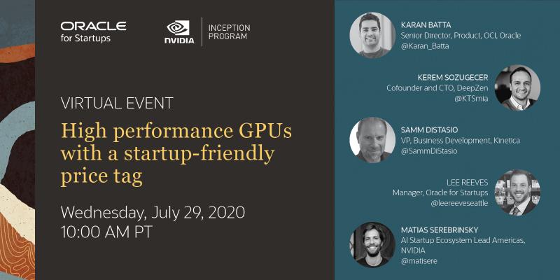 KineticaHQ's tweet image. We&apos;re joining @OracleStartup and @nvidia Inception on a panel on July 29, 10am CT. We&apos;ll share how our #ActiveAnalytics Platform leverages the computing capabilities of NVIDIA #GPUs and can be supported by the scale and security of @OracleCloud! oracle.zoom.us/webinar/regist…
