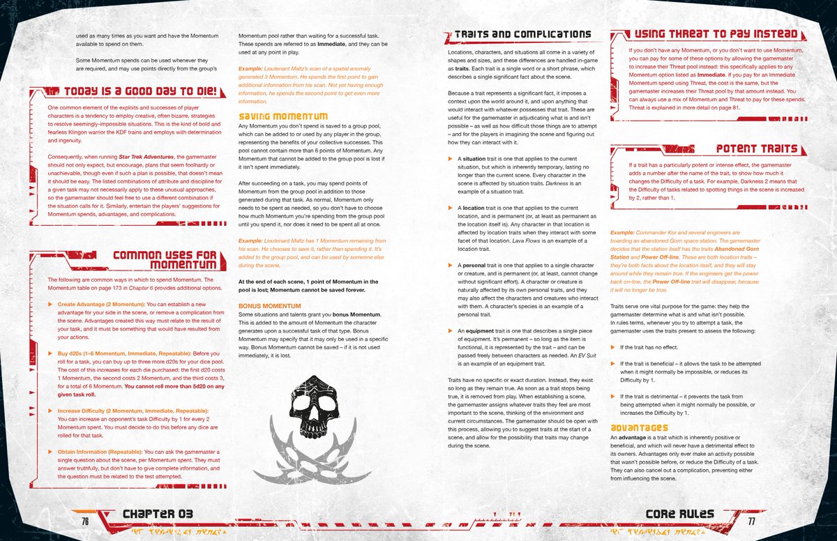 This image is from chapter 3, which details the core rules. As stated before, most of this material is totally compatible with the previous core rulebook, but some mechanics have been revised, such as reputation.