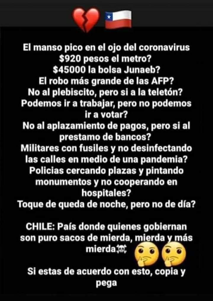 DjPato_Music's tweet photo. #COVID19 #chile #Covid19Chile #cuarentena #acab #GobiernoCriminal @GobiernodeChile @sebastianpinera https://t.co/lvSuu2G6xa