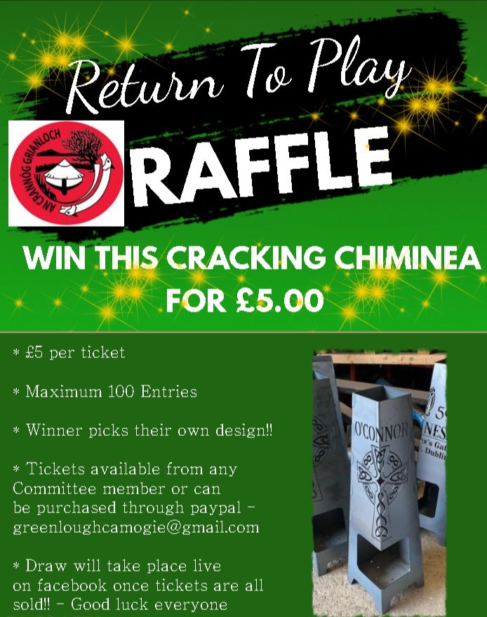 GreenloughCC's tweet photo. Now that we are getting a little normality back we have decided to run a

✨ 'RETURN TO PLAY RAFFLE'✨

Good luck everyone 🍀🍀. You can't win if your not in.👍🙏👋👋🤞

#supporttheclub #UTL #itsgoodtobeback https://t.co/1GSvnaBhc6