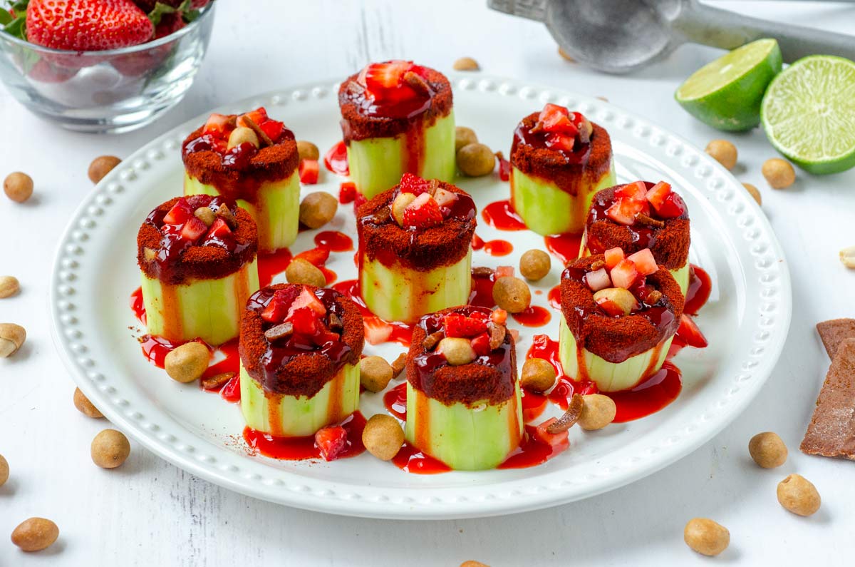 Strawberry Pepinos Locos, sweet, salty, sour, and spicy!! The perfect combination using <a href="/CAStrawberries/">CA Strawberries</a>                     t.ly/v4rb