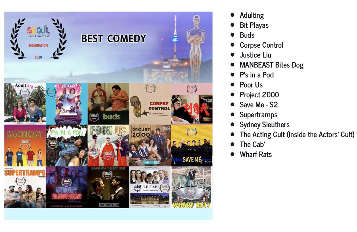 In other good news, POOR US was nominated for Best Comedy at the @SeoulWebfest!! 🎉🍾🎉🍾