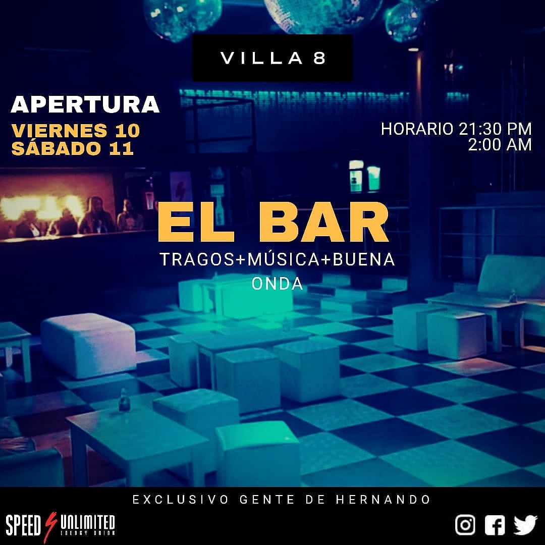 Viernes y Sábado #ElBar  de @villa8club ! Hace tu reserva y asegurate tu lugar ! #música #tragos #ellugar #noscuidamos