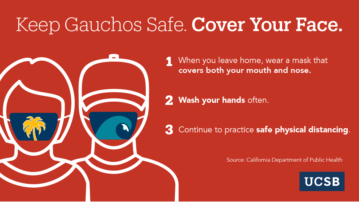 ucsantabarbara's tweet photo. As the number of #COVID19 cases rises throughout California and in our community, remember: we’re all responsible for protecting each other. #KeepGauchosSafe. Always wear a mask in public! https://t.co/EkEhlhz9s3 https://t.co/oqlRL43FD5