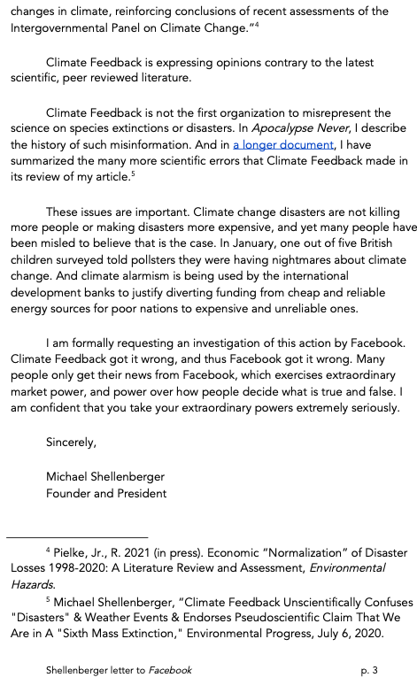 An organization calling itself  @ClimateFeedback is misrepresenting the science examining climate change’s impact, or lack thereof, on natural disasters, and other major questions, including species extinction.