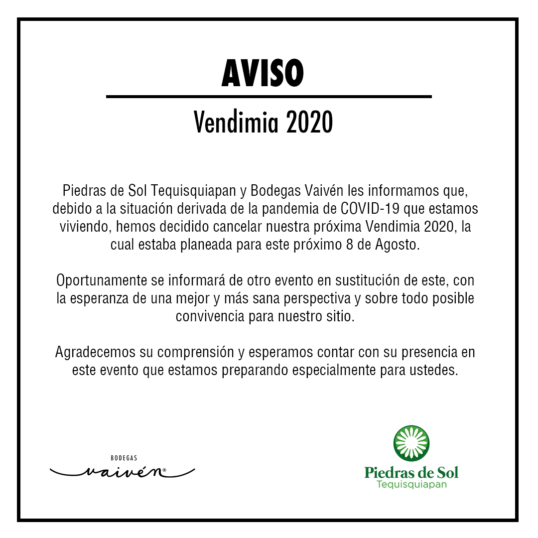 ⚠️🍇AVISO IMPORTANTE🍇⚠️ Vendimia 2020