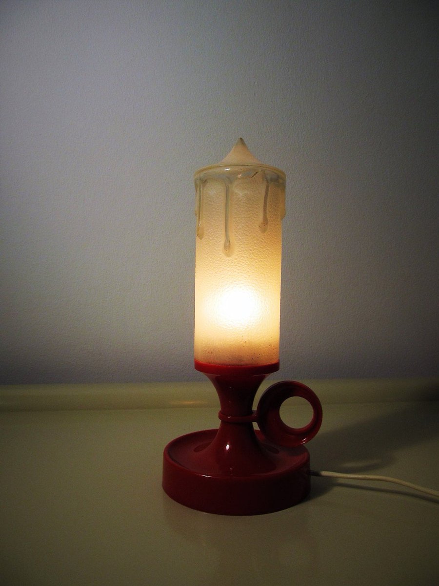 Vintage Retro Finger Lamp Glass Made with a Red plastic color base Loop Finger Handle Electric Desk Lamp from the 70's etsy.me/2XIt8PR #Summer Dress #Vintage Fashion #Retro #Wedding #Holidays #GIFT #Spring #Vintage #April Fools #CandleStickHolder