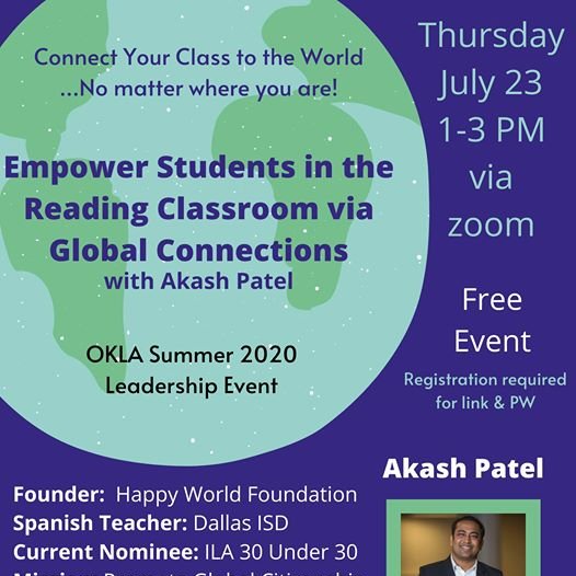 LiteracyOKLA (@literacyokla) on Twitter photo Akash Patel is one of this year's nominees for ILA's 30 Under 30 and we have the chance to learn with him! Save the date and register for this free event from our website. oklahomaliteracy.org Akash Patel is one of this year's nominees for ILA's 30 Under 30 and we have the chance to learn with him! Save the date and register for this free event from our website. oklahomaliteracy.org