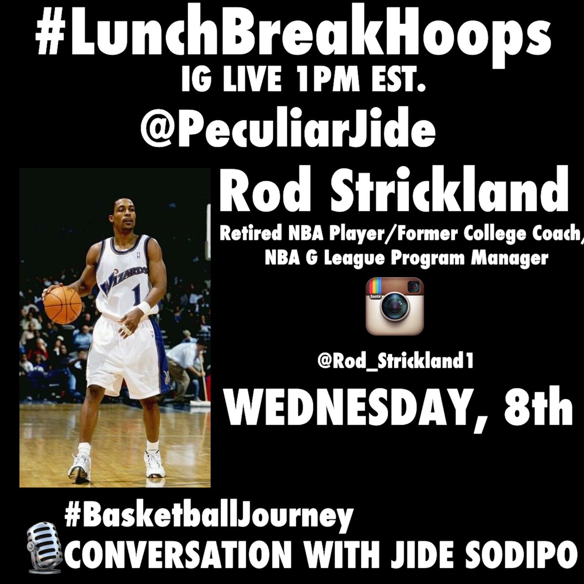 LunchBreakHoops's tweet photo. ✍🏾...Join Rod Strickland (@rod_strickland) Retired NBA Player/DePaul Alum & Former College Coach on Wednesday, July 8th at 1pm EST on #LunchBreakHoops https://t.co/sp7zQM0d0b
#LunchBreakHoops 🎙conversation with @jidesodipo https://t.co/llEXFbBvw6