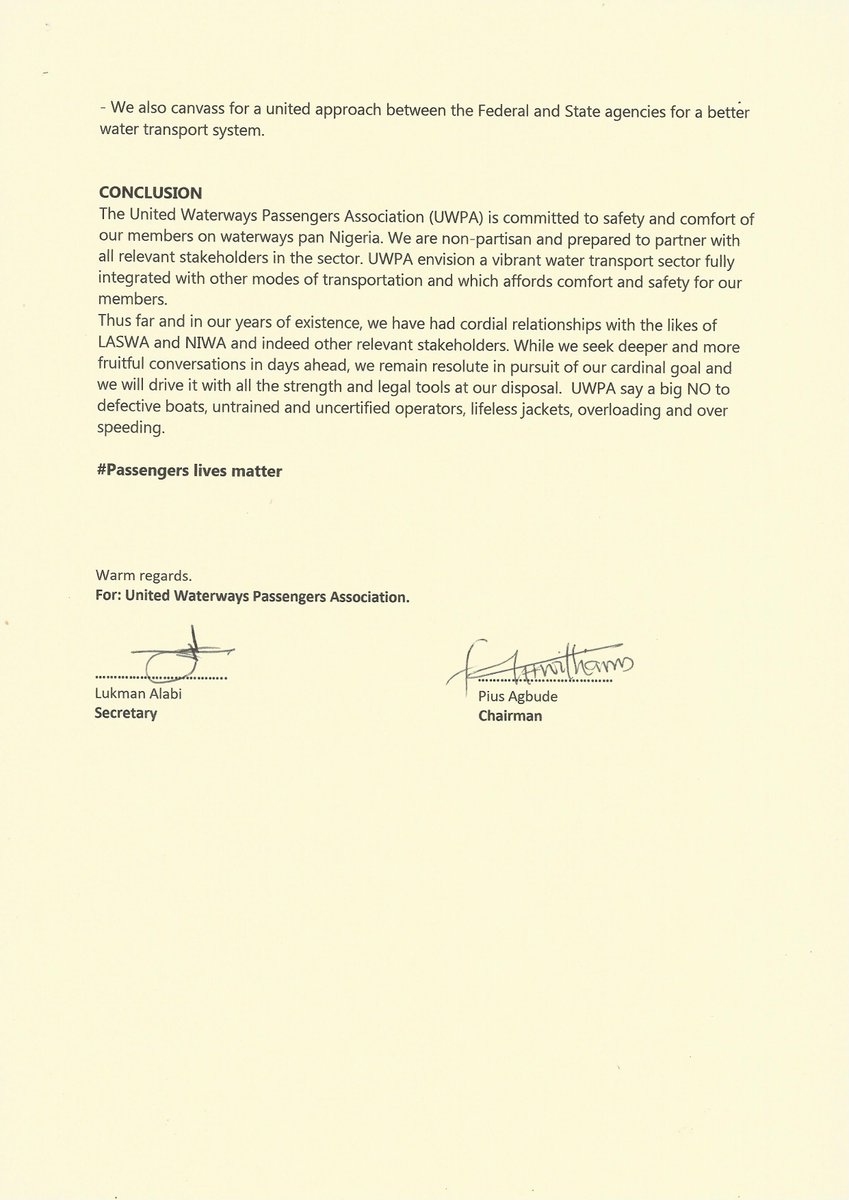 Uwpa2's tweet image. Sequel to the unfortunate boat accident of 03-07-2020 in Lagos, UWPA has released a statement to help chart the way forward and set some of the records straight.
@jidesanwoolu 
@TalktoLaswa 
@followlasg 
@Gidi_Traffic 
@lagostraffic961 
@jimidisu 
@Lagferry
#PassengersLivesMatter