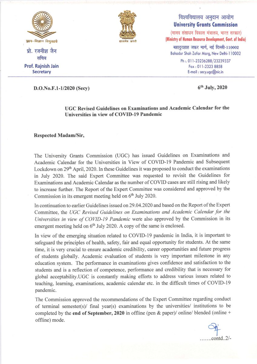 NdpuIndia's tweet photo. Important Information from #UGC:

UGC Revised Guidelines on Examinations and Academic Calendar for the Universities in view of #COVID19Pandemic.

Details: https://t.co/BuxabXO6yV 
@ugc_india https://t.co/eNivCu614p