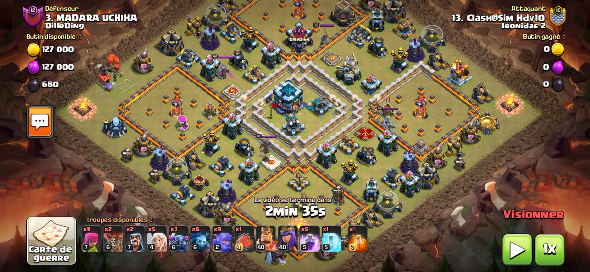 coc_simon's tweet photo. Salut la gang ! Avec mon hdv10 j'attaque un hdv13.....quel est le résultat selon vous ? Réponse dans un twitter bientôt. https://t.co/CXsS1lybvT