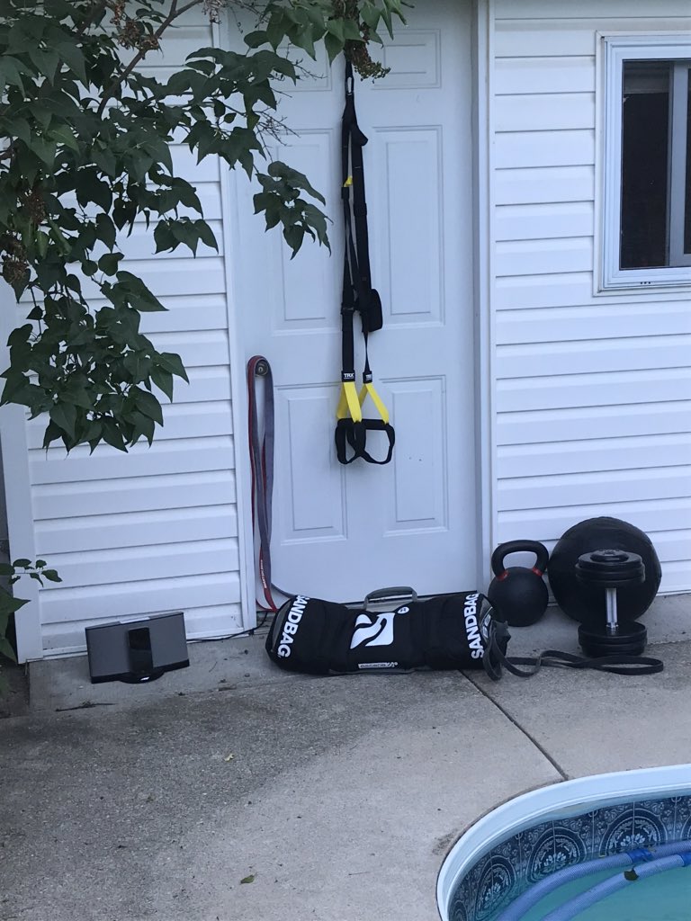 greglawlor's tweet photo. Morning workout set up :
#fathersontime #summertime #homeworkout #BeatTheHeat #thephysicalmovement #functionalworkout #functionalfitness #beatfathertime https://t.co/SKKrc83sov